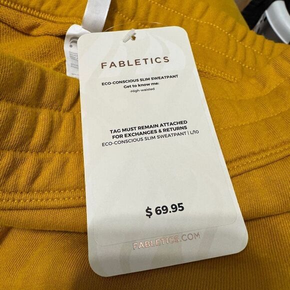 Fabletics eco conscious slim sweatpant gold size large NWT - Picture 6 of 7